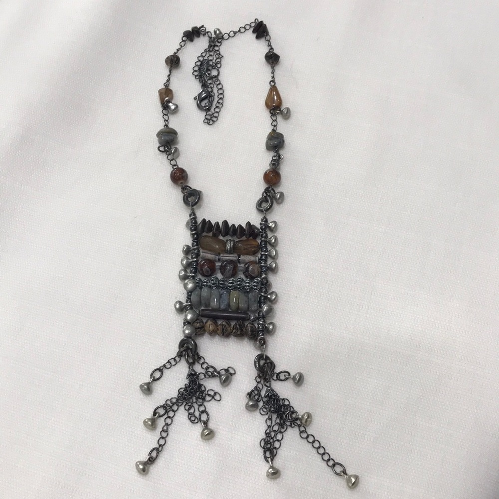 Fabulous gray ladderboho necklace new